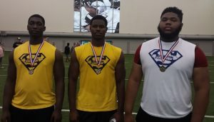From left to right, Charly Timrite, Tymir Oliver and Johncarlo Valentin were among the more high-profile national recruits at the recent Blue-Grey Regional Combine on the East Coast.